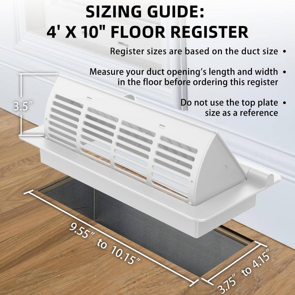 Angel Sar 2-Pack 4 in. x 10 in. ABS Plastic Floor Register Deflectors, Heat Air Vent Deflectors for Home Office White (3)