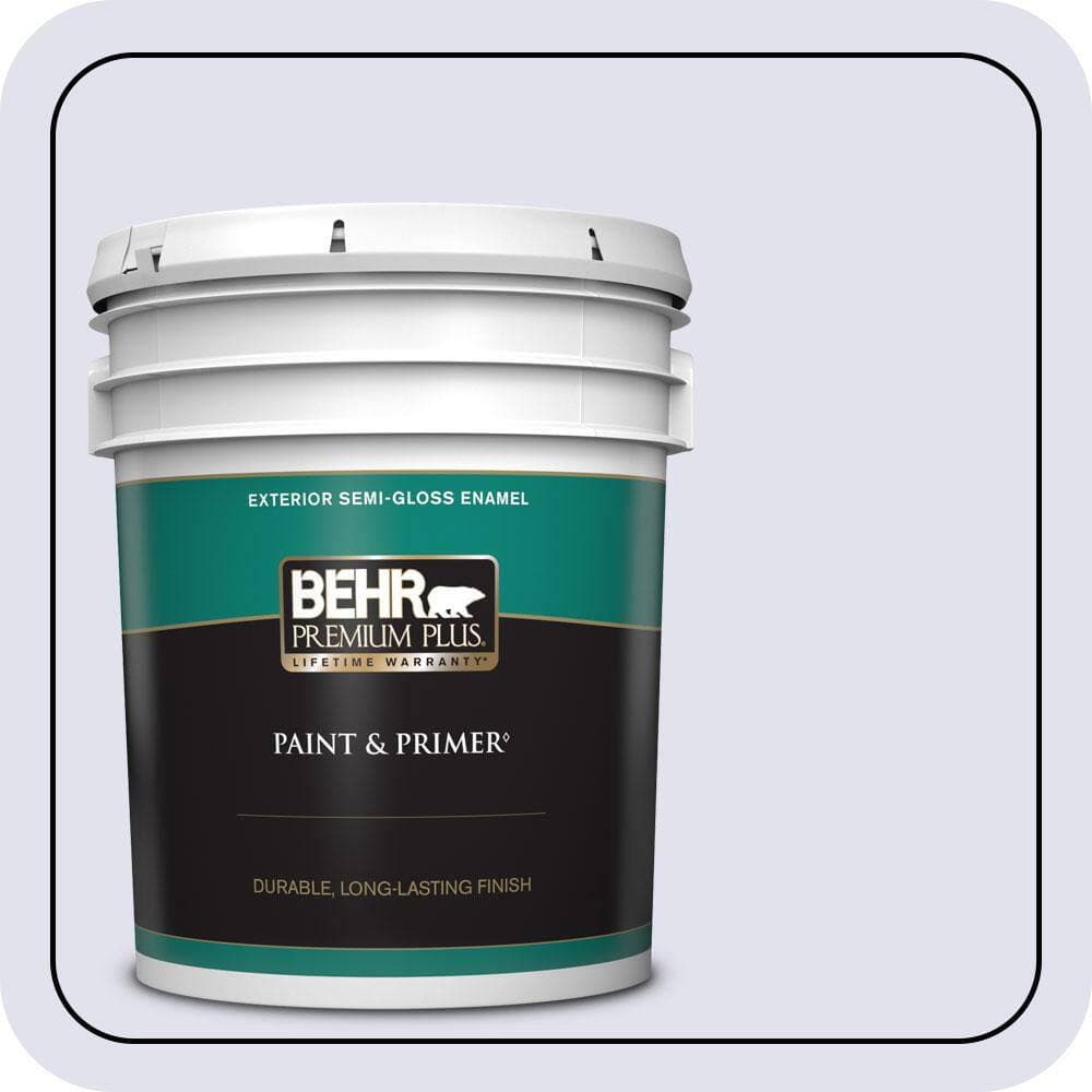 BEHR PREMIUM PLUS 5 gal. #M550-1 White Lavender Semi-Gloss Enamel Exterior Paint & Primer