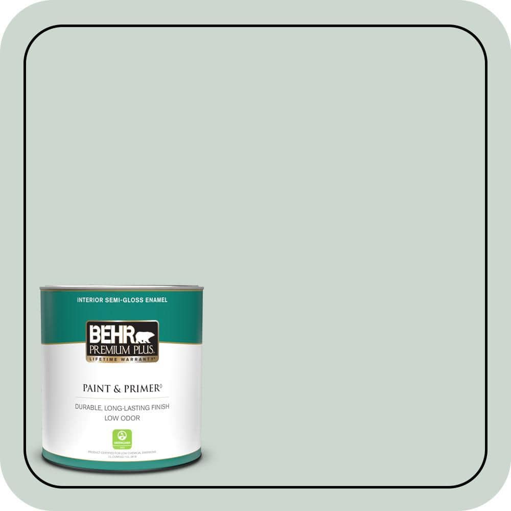 BEHR PREMIUM PLUS 1 qt. #MQ3-21 Breezeway Semi-Gloss Enamel Low Odor Interior Paint & Primer