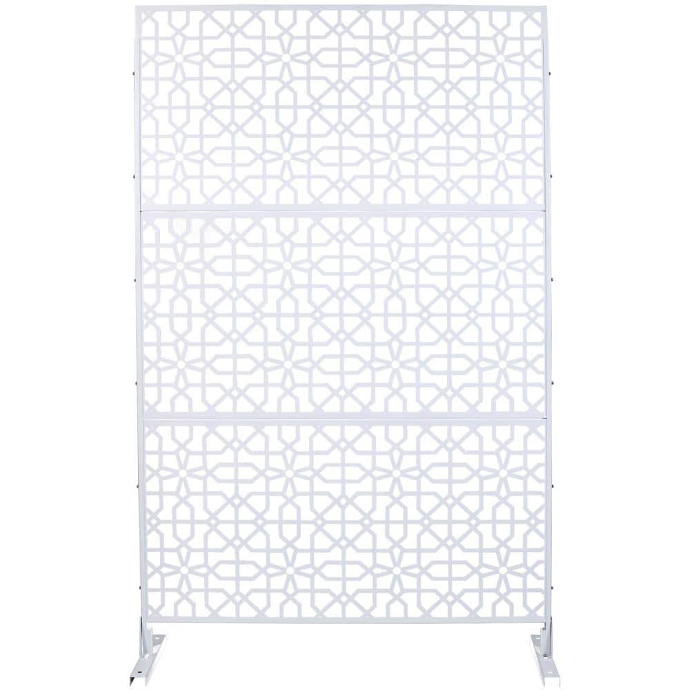 Boosicavelly 48 in. W x 76 in. H White Steel Privacy Fence Screen for Garden Fence (1)