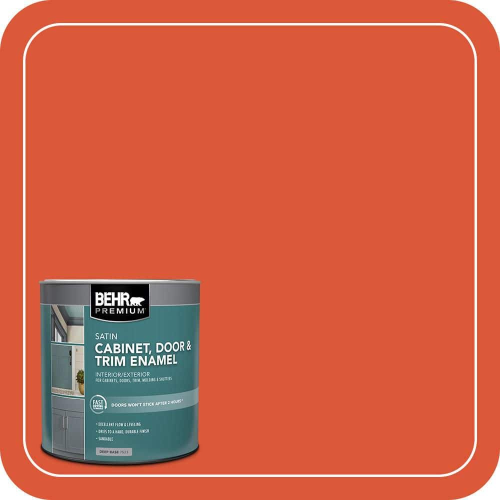 BEHR PREMIUM 1 qt. #P190-7 Inferno Satin Enamel Interior/Exterior Cabinet, Door & Trim Paint (1)