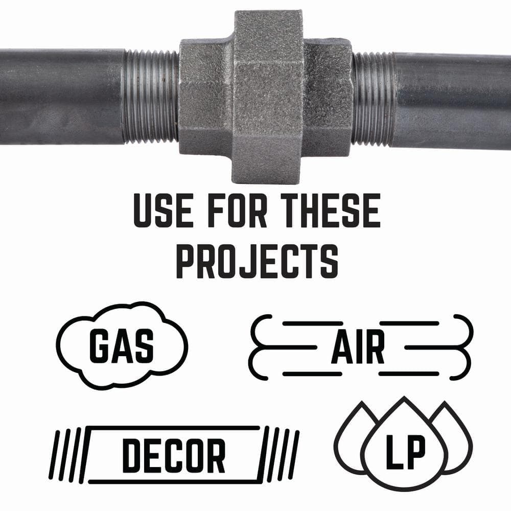 PIPE DECOR 1/2 in. Black Iron Union, for Furniture Building and Regular Plumbing Applications (3)
