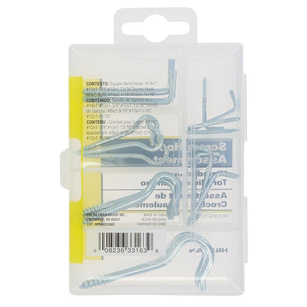 Hillman Zinc Square Bend Hook Assorted Kit (16-Pack) (2)