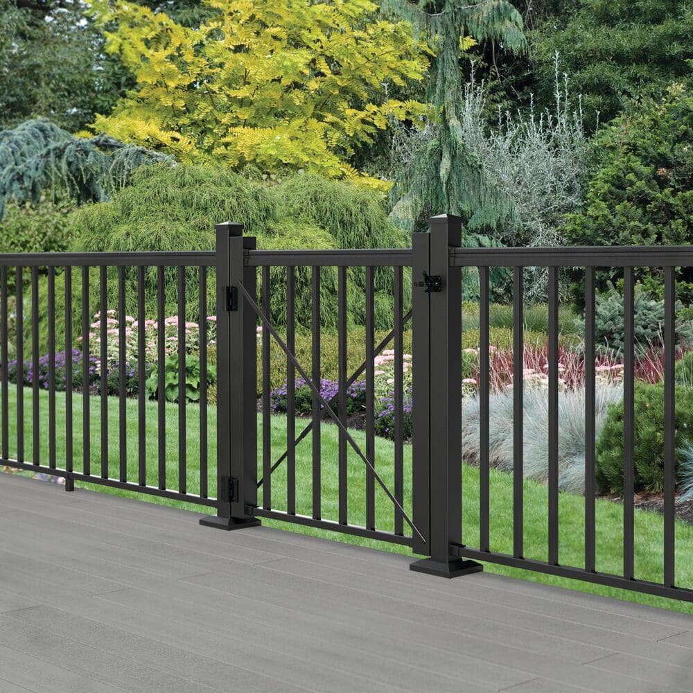 Barrette Outdoor Living VersaRail Cambridge 36 in. Matte Black Aluminum Gate Kit (2)