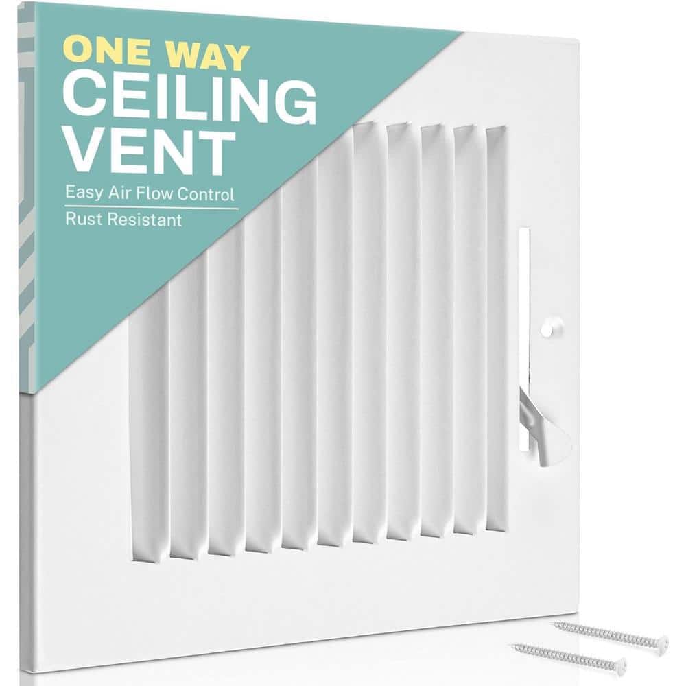 HOME INTUITION 8 in. x 6 in. 1-Way Air Vent Coves for Home Ceiling or Wall Grille Register Cover w/Adjustable Damper, White