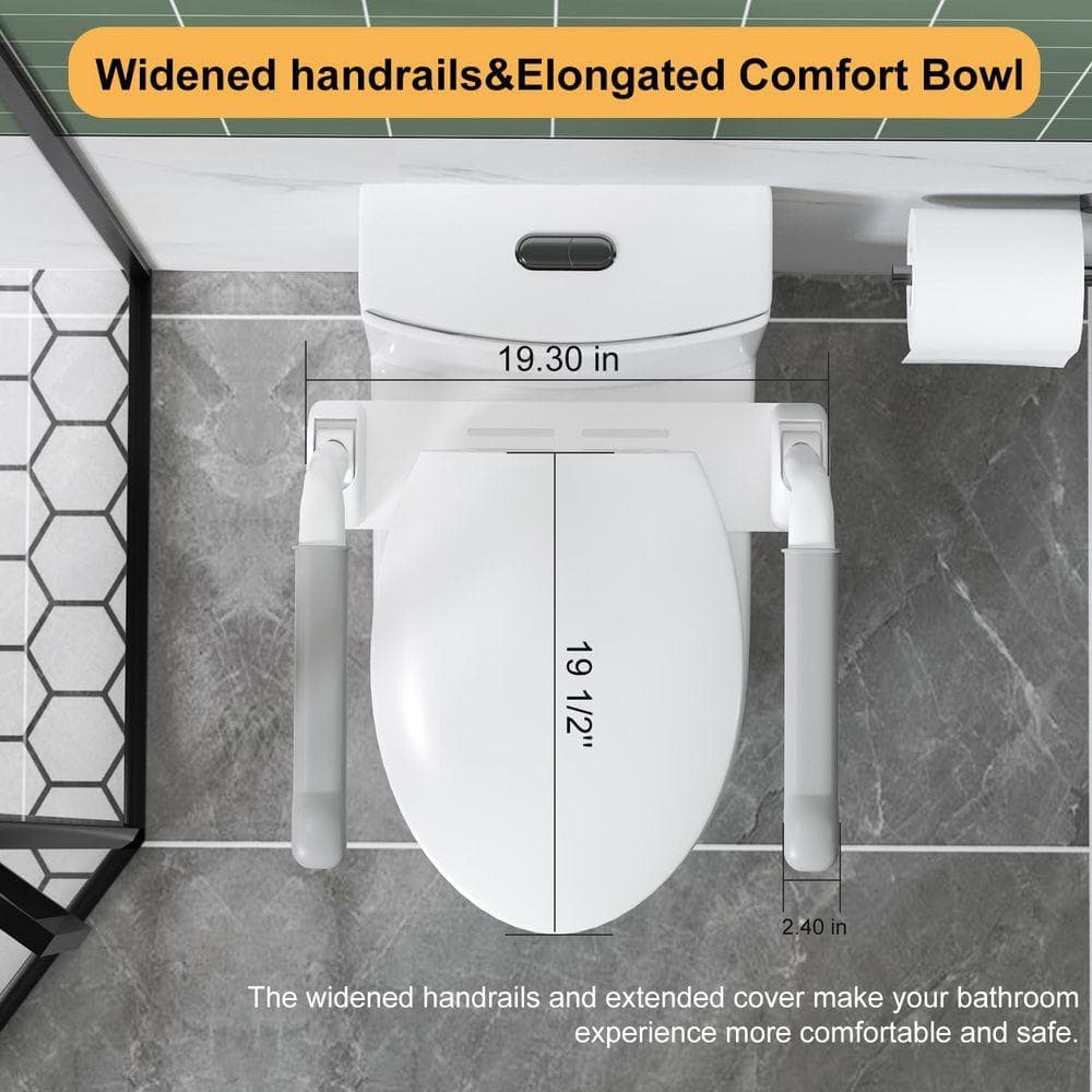 SANFANGIE 12 inch floor-mounted 1-piece 1.1/1.6 GPF Dual Flush Elongated Toilet in White Seat Included, Armrest Design (3)