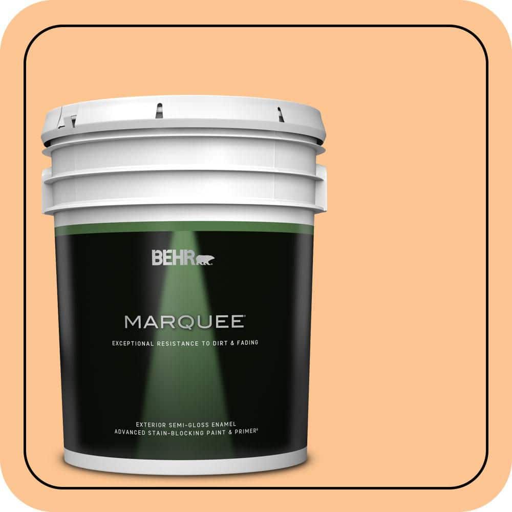 BEHR MARQUEE 5 gal. #P220-4 Dainty Apricot Semi-Gloss Enamel Exterior Paint & Primer