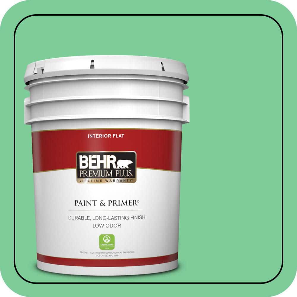 BEHR PREMIUM PLUS 5 gal. #460B-4 Garden Glow Flat Low Odor Interior Paint & Primer