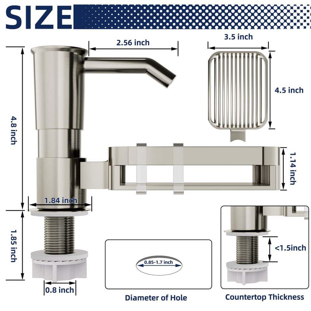 Wudkey Sink Soap Dispenser Pump for Kitchen Sink with Sponge Rack, ABS Plastic Soap Dispenser with 39 in. Tube Kit (2)