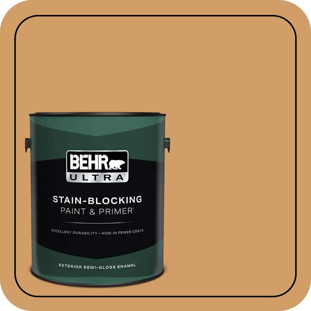 BEHR ULTRA 1 gal. #MQ4-08 Golden Aura Semi-Gloss Enamel Exterior Paint & Primer