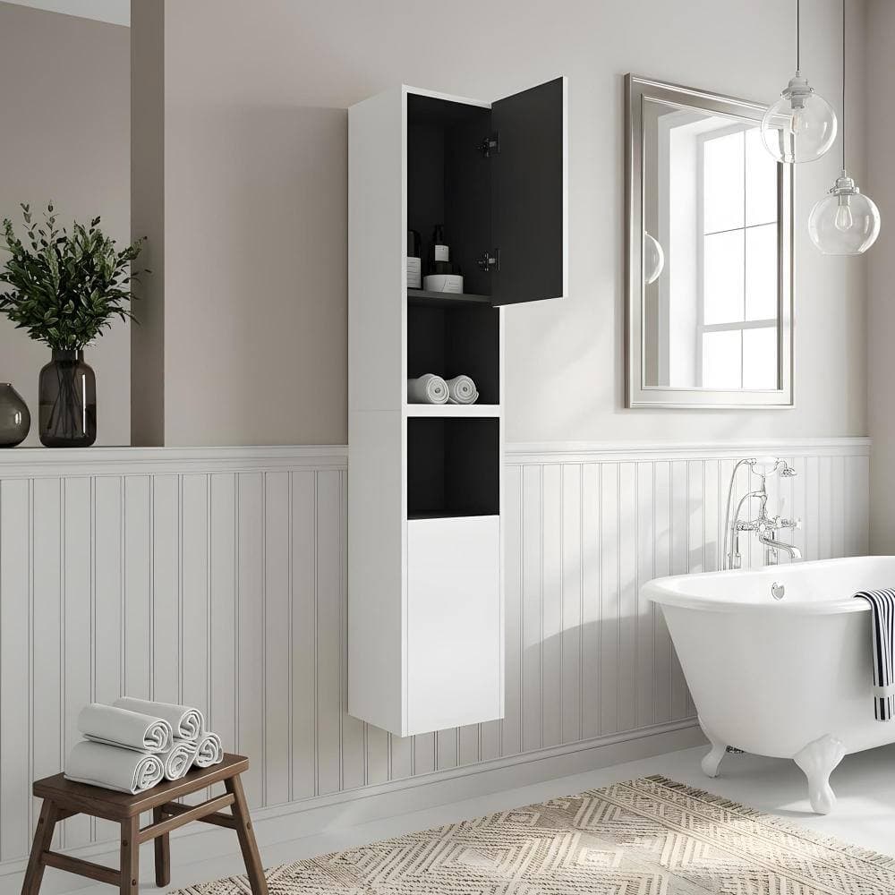 Zuvandra 23.62"W x 9.81"D x 29.5"H Plywood Bathroom Wall Cabinet in White,Open Shelf (2)