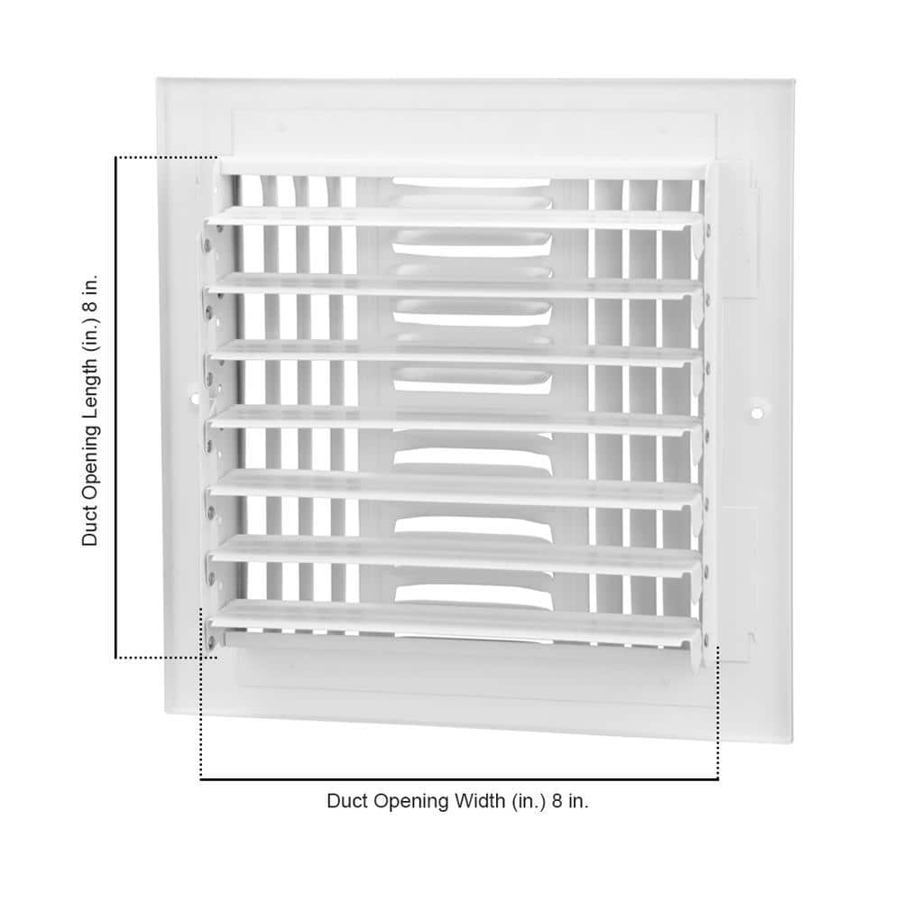 Everbilt 8 in. x 8 in. 4-Way Steel Wall/Ceiling Register in White (3)