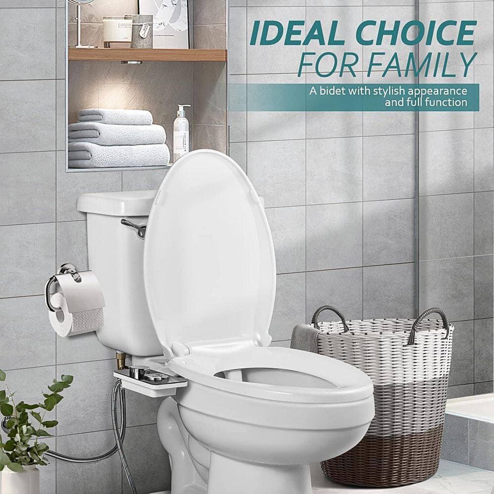 Anqtovp Dual Nozzle Bidet Attachment with Self-Cleaning, Adjustable Water Pressure, Brass T-Adapter, Cold Water Use (3)