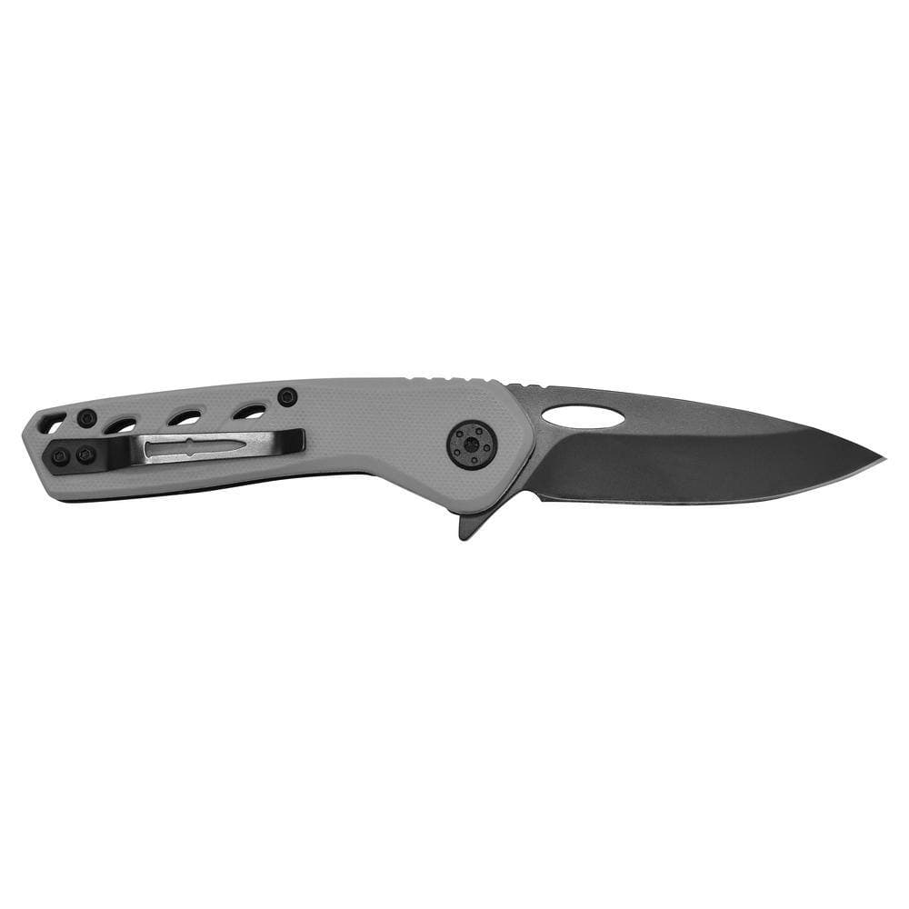 Camillus SLOT 2.75 in. Carbonitride Titanium Drop Point Straight Edge Folding Knife with Quick Lauch Bearing System, Gray Handle (2)