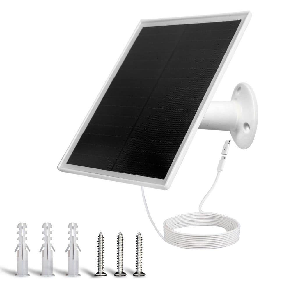 Yichuhaoxi 6-Watt 7.28 ft. Monocrystalline Solar Panel w/ Micro USB USB-C Port IP66 Waterproof Camera Solar Panel Adjustable (1)