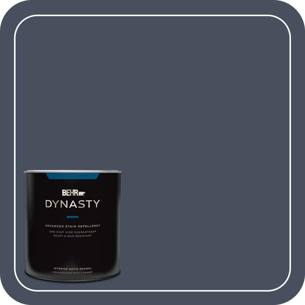 BEHR DYNASTY 1 qt. #S510-7 Dark Denim One-Coat Hide Satin Enamel Interior Stain-Blocking Paint & Primer