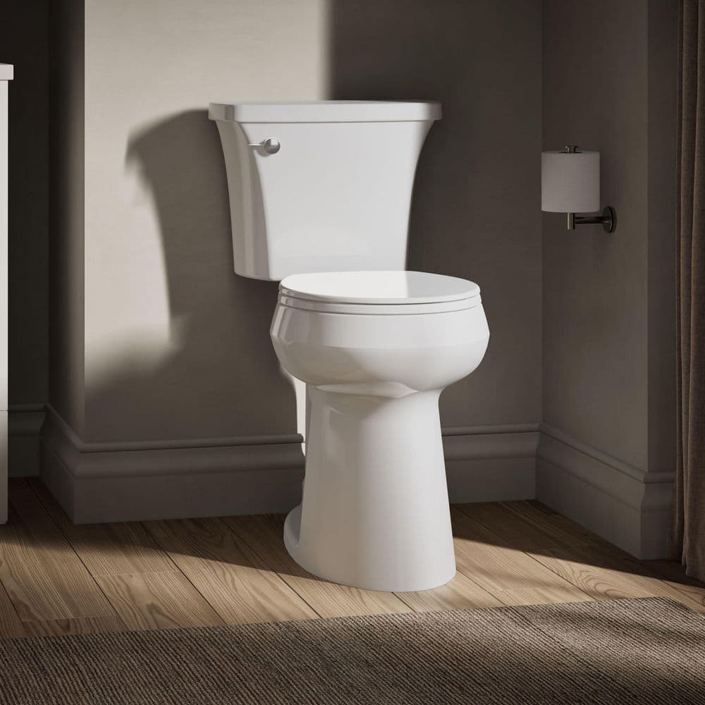 KOHLER Highline Arc Extra Tall 12 in. Rough In 2-Piece 1.28 GPF Single Flush Round Toilet in White with Soft Close Seat