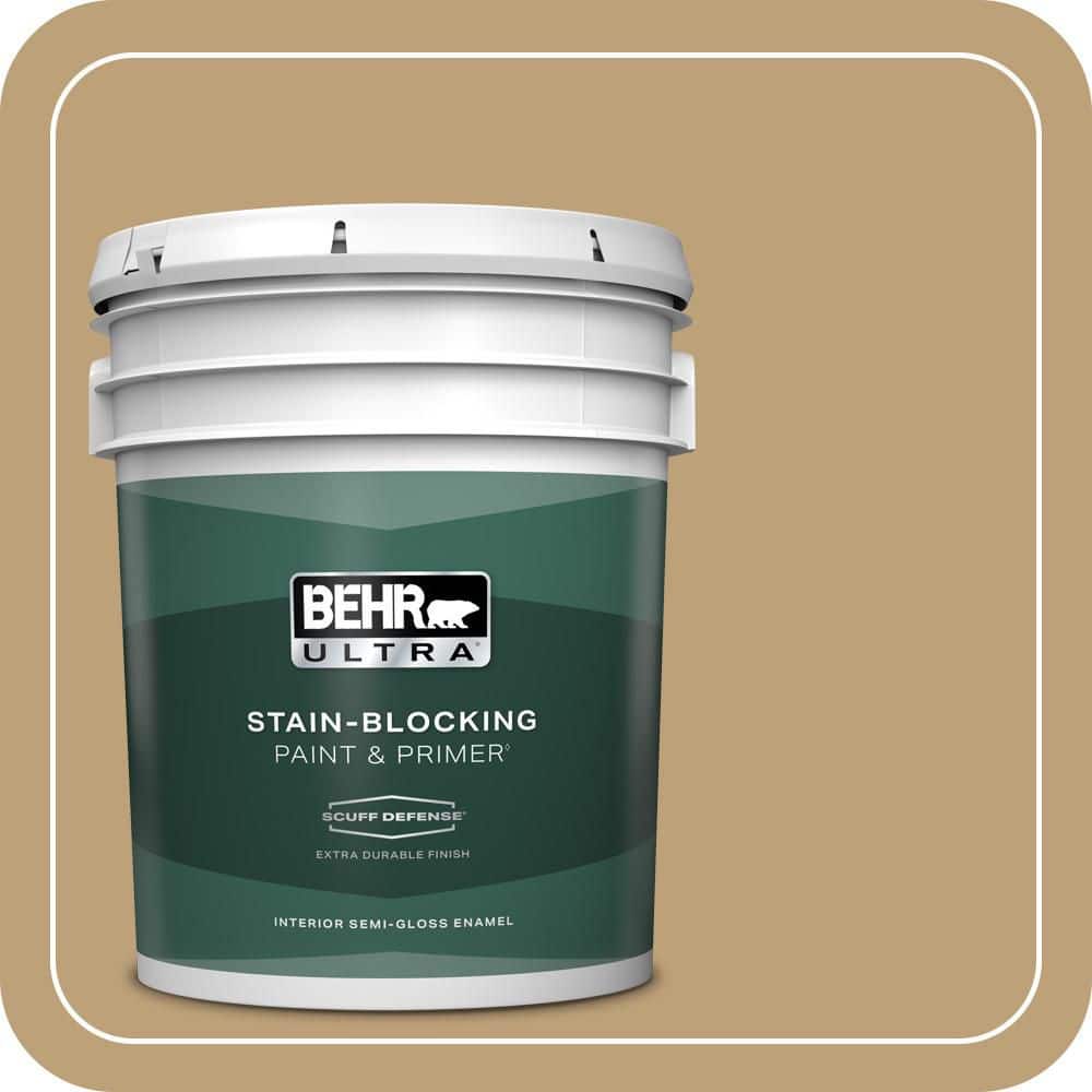 BEHR ULTRA 5 gal. #PMD-50 Winter Wheat Extra Durable Semi-Gloss Enamel Interior Paint & Primer
