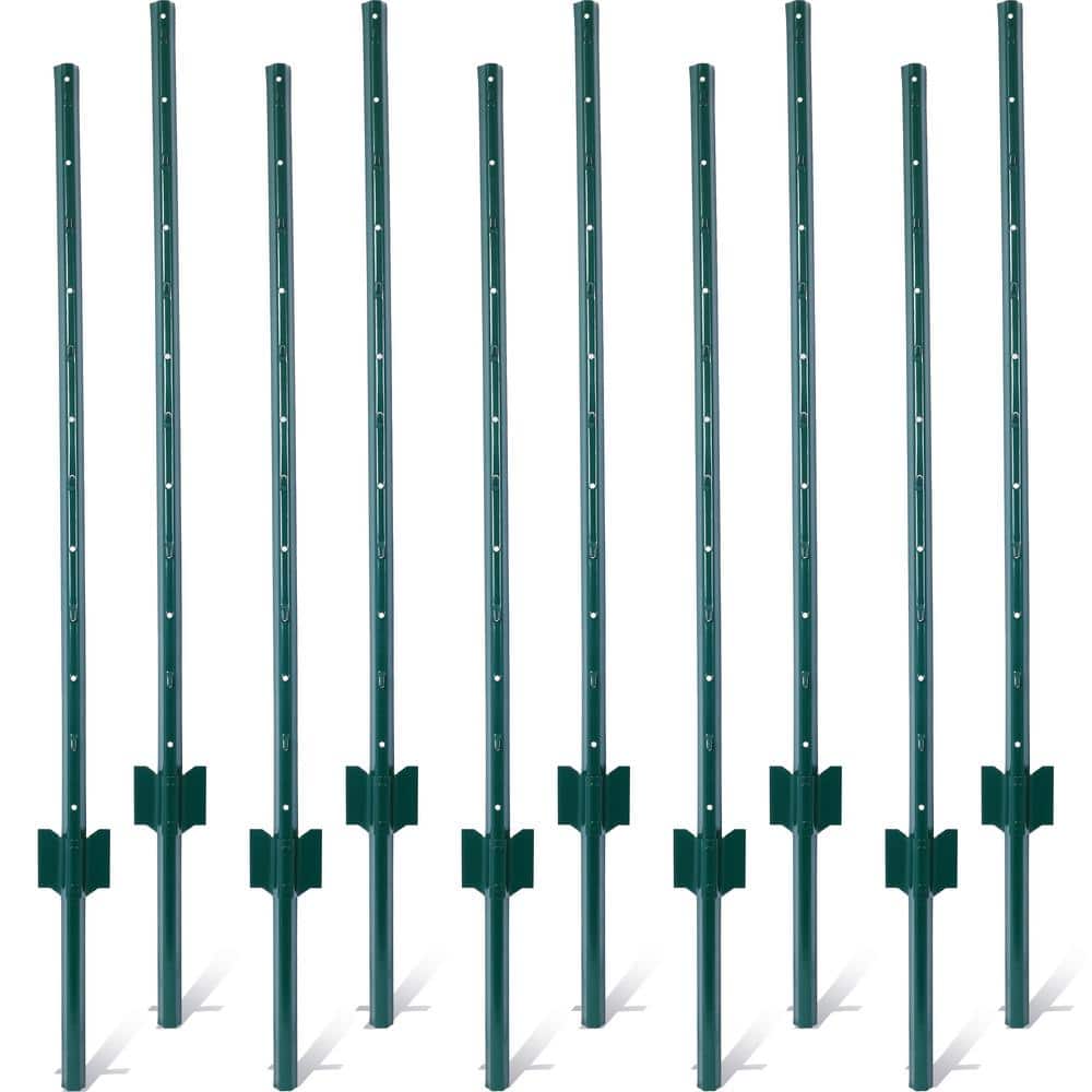 Tidoin 4 ft. H Heavy Duty Metal Line Fence Post with U-Channel (10-Pack)