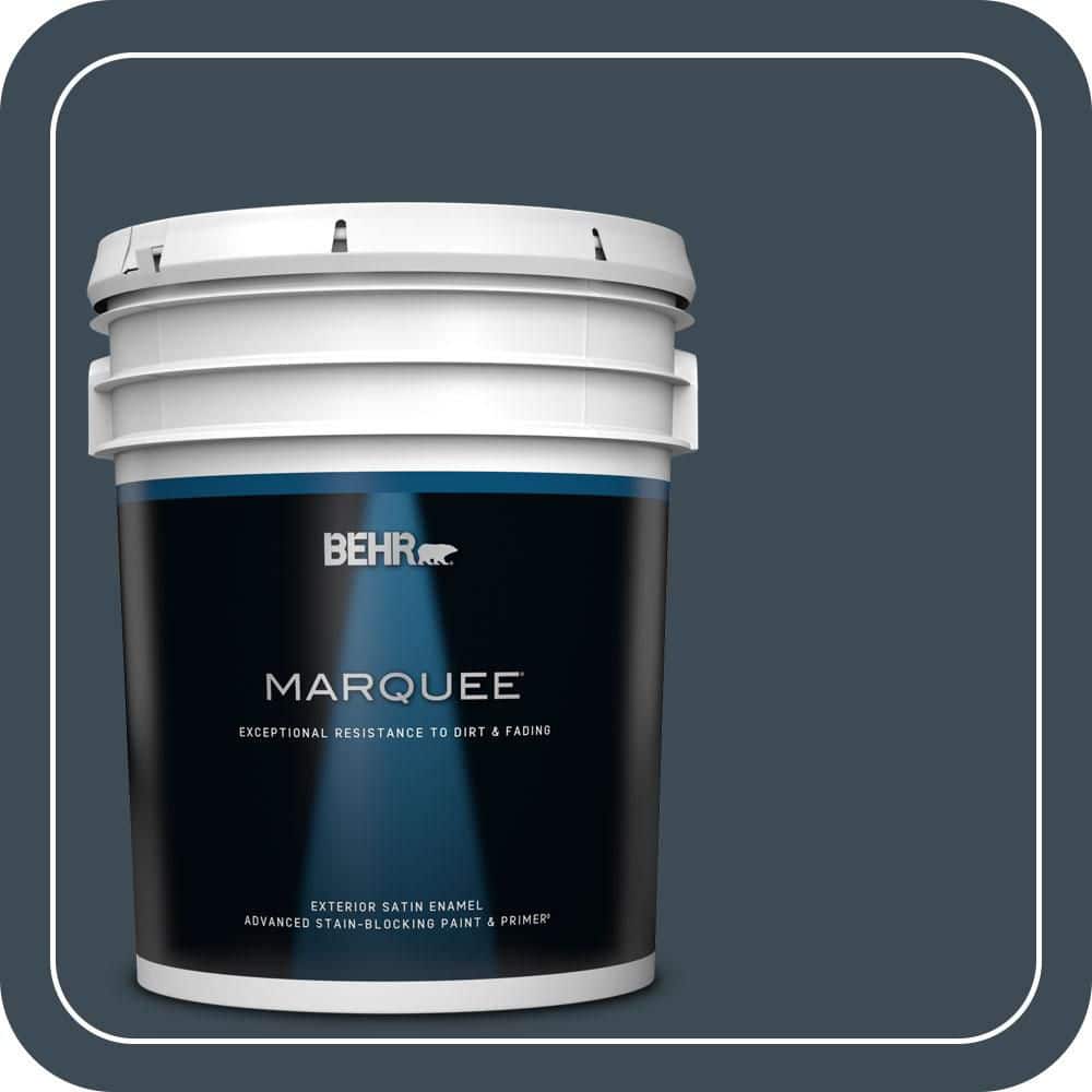 BEHR MARQUEE 5 gal. #QE-56 Club Navy Satin Enamel Exterior Paint & Primer