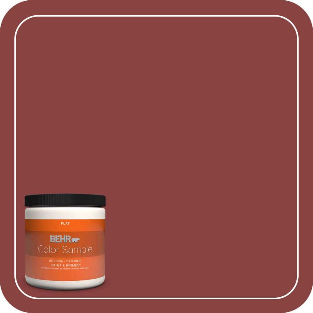 BEHR PREMIUM PLUS #QE-07 Country Lane Red Flat Interior/Exterior Paint & Primer Color Sample (1)