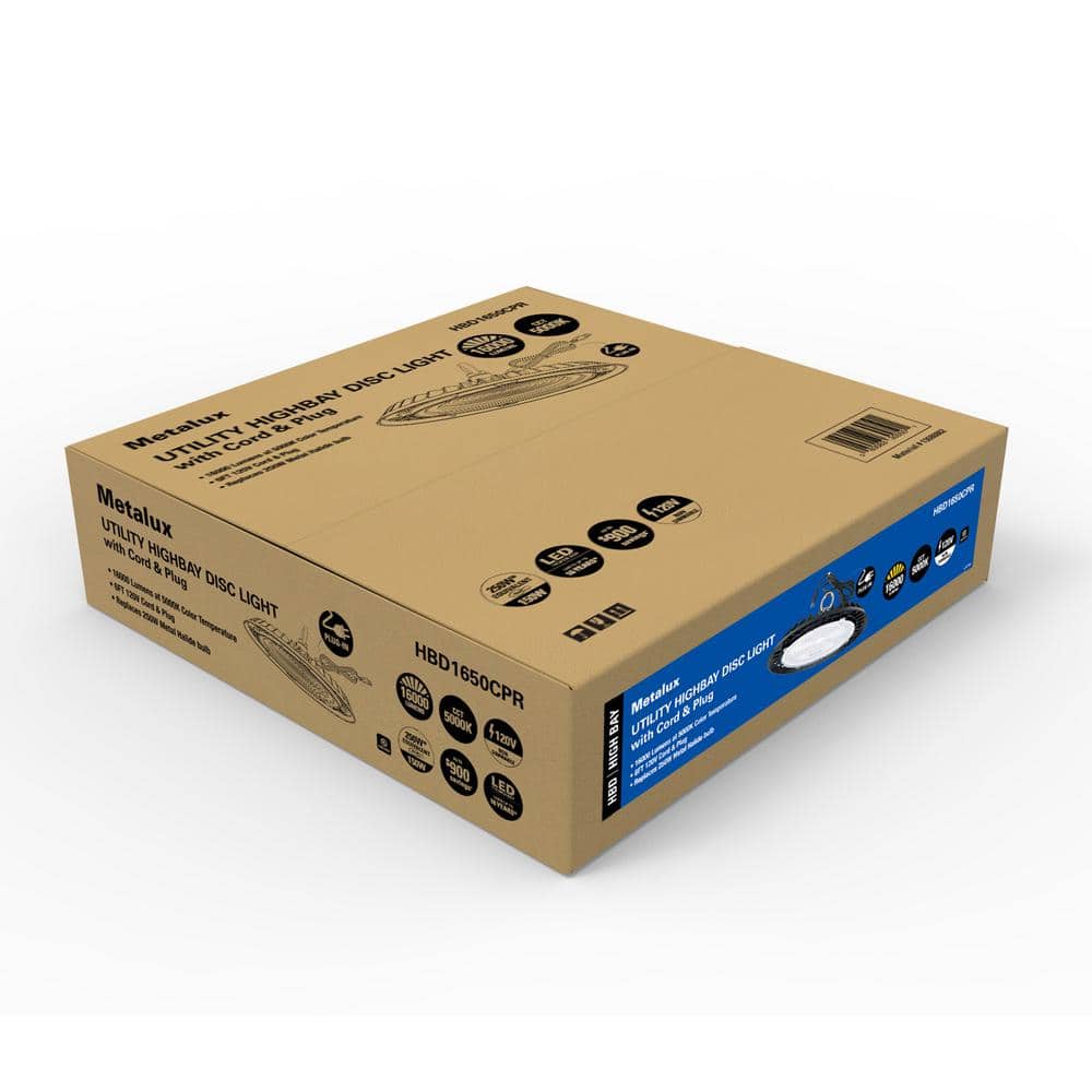 Metalux 11 in. HBD High Bay 180-Watt Equivalent, 16K Lumens 5K CCT Cord and Plug (4)