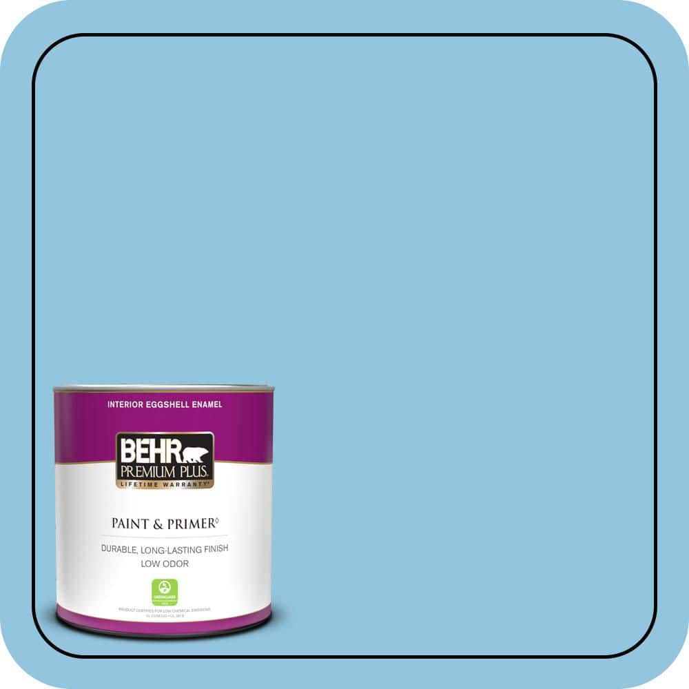 BEHR PREMIUM PLUS 1 qt. #550D-4 Caribbean Coast Eggshell Enamel Low Odor Interior Paint & Primer (1)