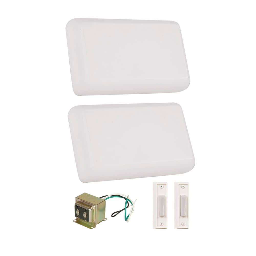 CRAFTMADE Builder Hardwired 2-Note Doorbell Chime Kit, Transformer 16 Volt/15VA (15 Watts), 2 Wired Push Buttons Included, White