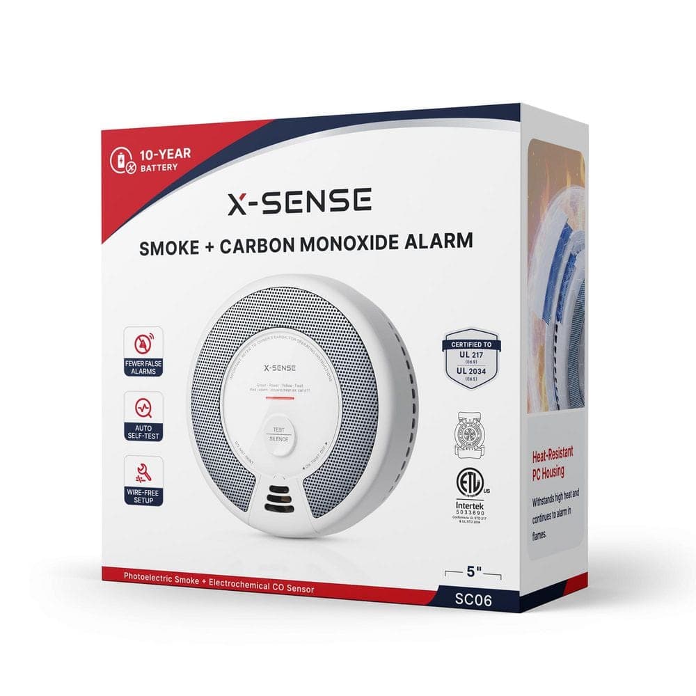 X-SENSE 10-Year Smoke and CO Alarm with Photoelectric Sensor and LED Warning Light Pack SC06 (3)