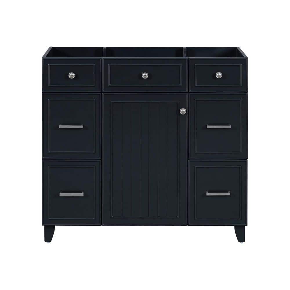 Coporesell 35.4 in. Bath Vanity Cabinet without Top in Black Unassembled (1)