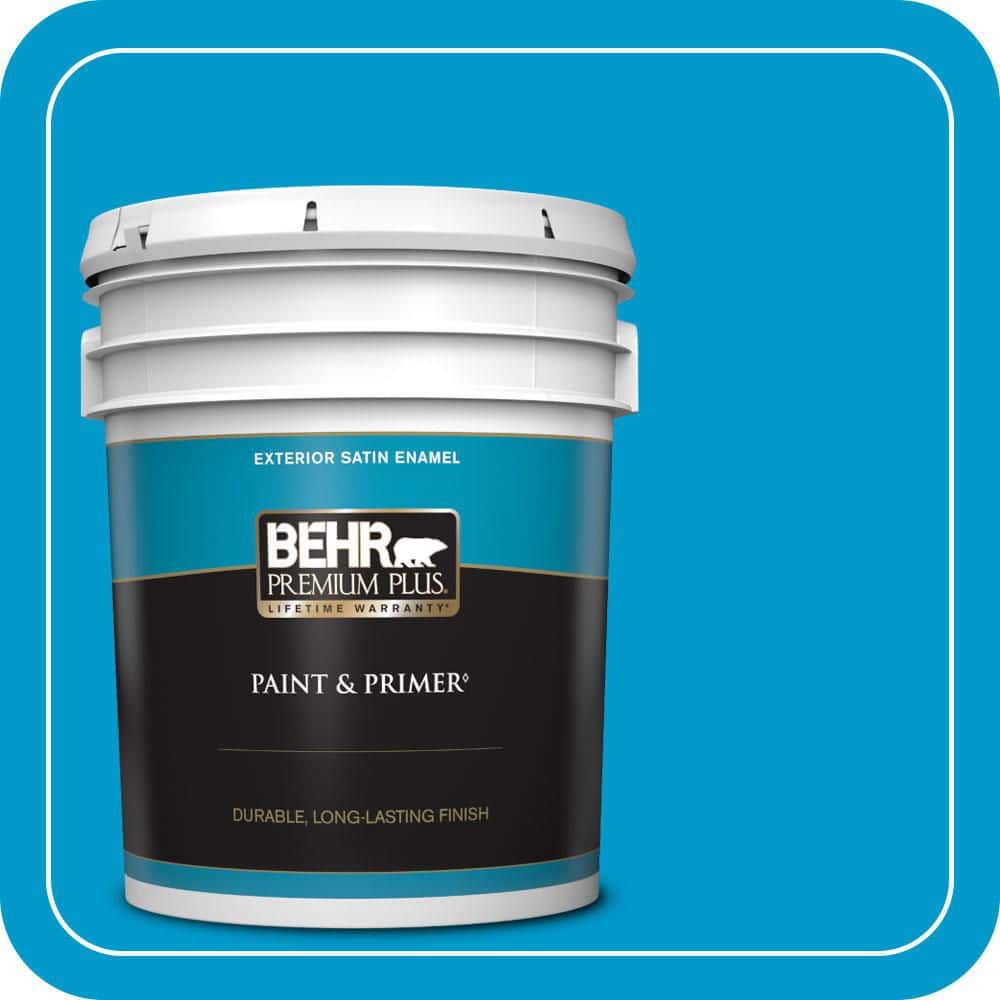 BEHR PREMIUM PLUS 5 gal. #550B-6 Isle of Capri Satin Enamel Exterior Paint & Primer
