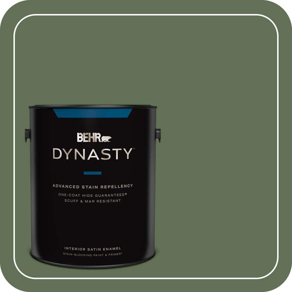 BEHR DYNASTY 1 gal. #QE-39 Willow Leaf Satin Enamel Interior Stain-Blocking Paint & Primer