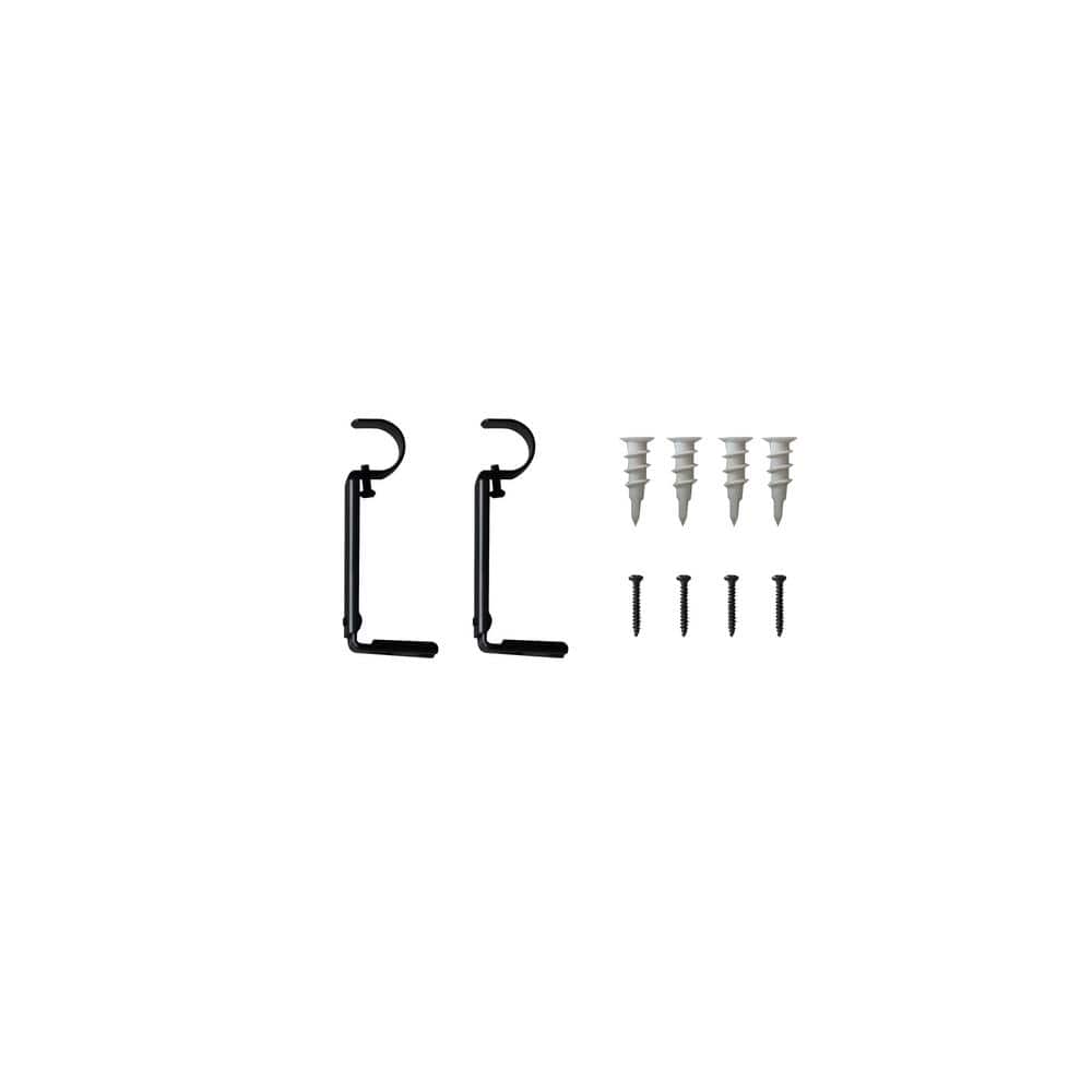Unbranded Black Steel Single 4 in. Projection Curtain Rod Bracket (Set of 2) (4)