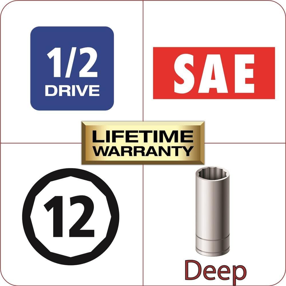 Husky 1/2 in. Drive Deep 1-1/16 in. Socket (12-Point) (3)