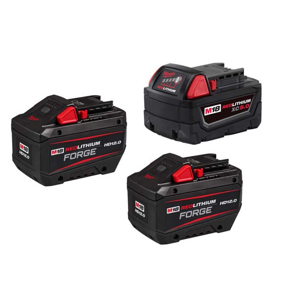Milwaukee M18 18V Lithium-Ion REDLITHIUM FORGE HD 12.0 Ah Battery Pack (2-Pack) w/ (1) 5.0 Ah Battery (1)