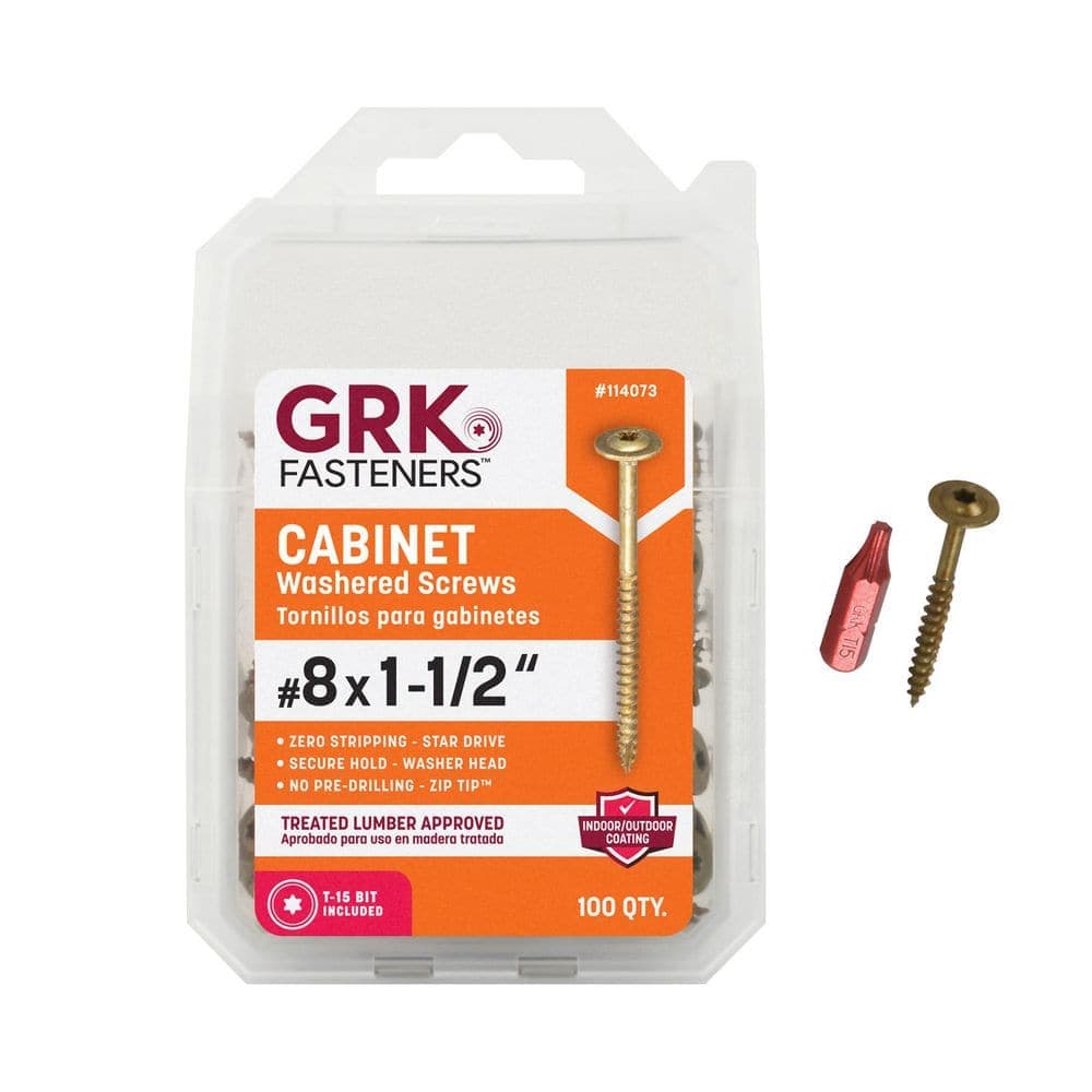 GRK Fasteners #8 x 1-1/2 in. Star Drive Low Profile Washer Head Cabinet Wood Screw (100-per Pack)
