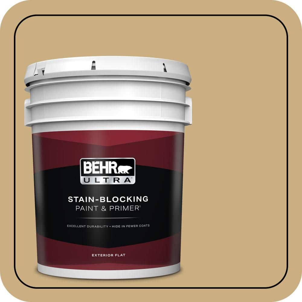 BEHR ULTRA 5 gal. #S310-4 Perennial Gold Flat Exterior Paint & Primer