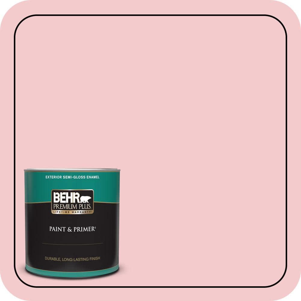 BEHR PREMIUM PLUS 1 qt. #P160-1 Angel Kiss Semi-Gloss Enamel Exterior Paint & Primer