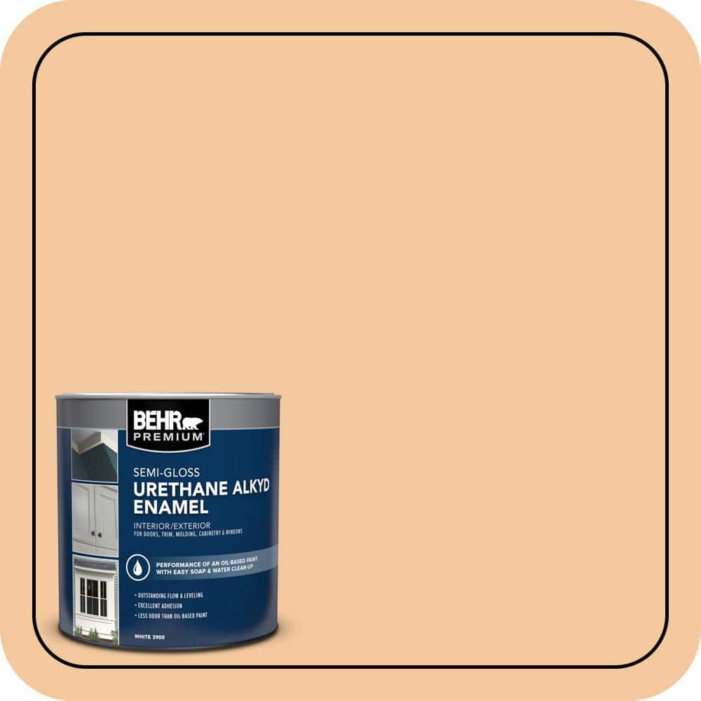 BEHR PREMIUM 1 qt. #M240-4 Sheer Apricot Semi-Gloss Enamel Urethane Alkyd Interior/Exterior Paint (1)