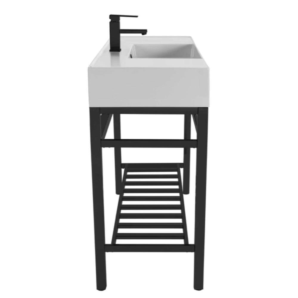 Nameeks Teorema 2-Ceramic White Console Sink and Leg Combo in Matte Black (3)
