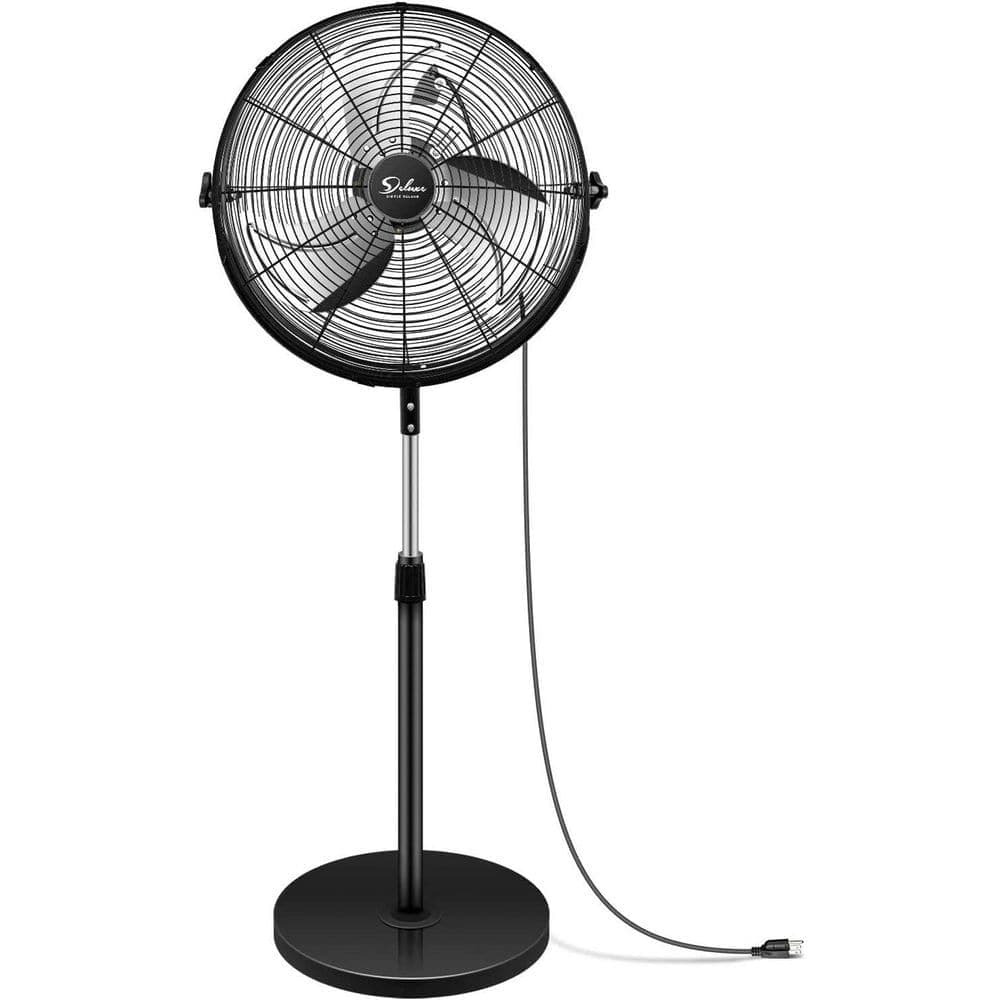 Amucolo 20 in. 3-Speed High Velocity Heavy Duty Metal Adjustable-Height Pedestal Standing Fan Floor Fan in Black (1)