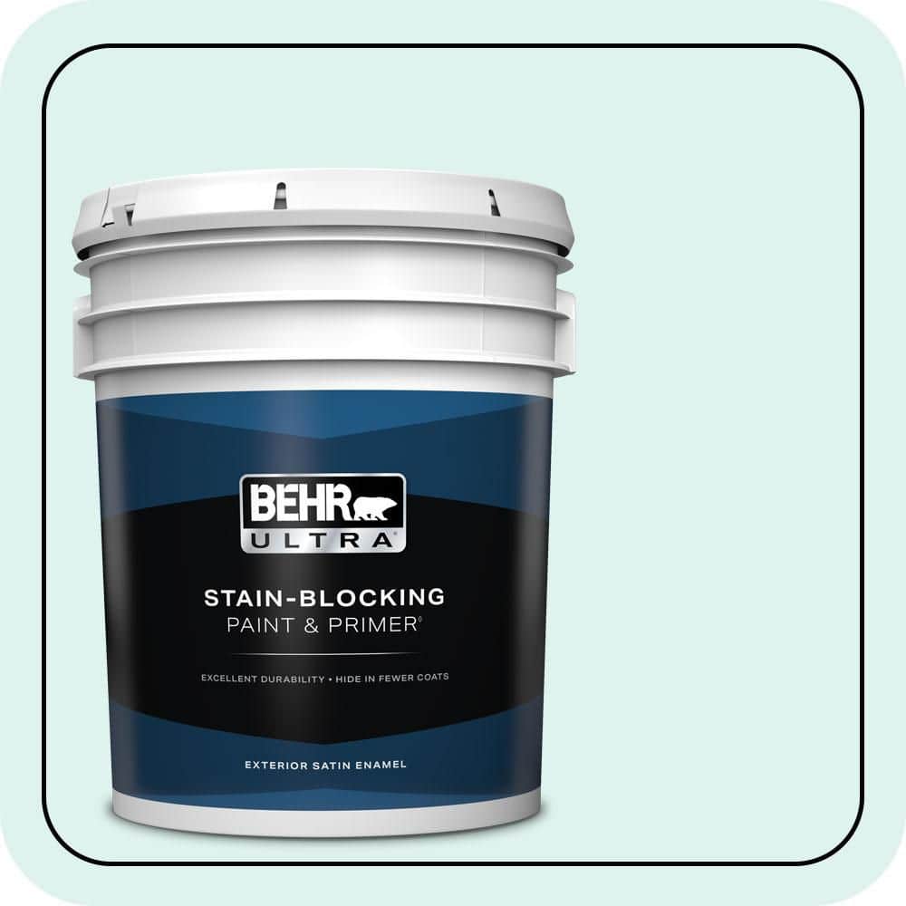 BEHR ULTRA 5 gal. #500A-1 Glacier Bay Satin Enamel Exterior Paint & Primer