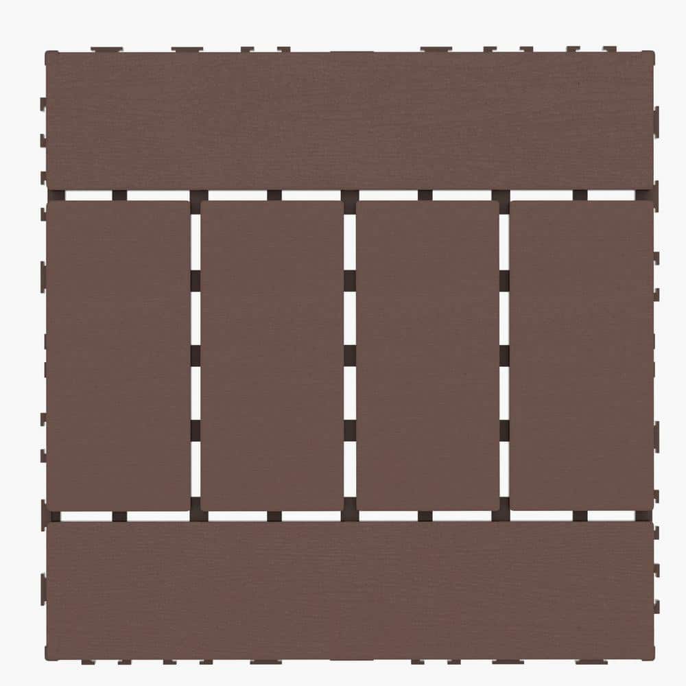 Tidoin Outdoor 1 ft. x 1 ft. Composite Deck Tile in Brown (44 Per Box) (1)