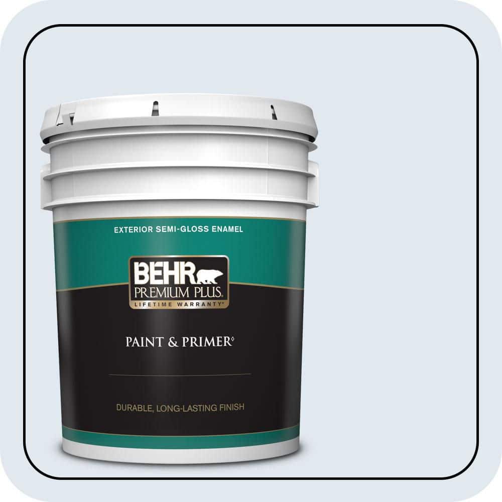 BEHR PREMIUM PLUS 5 gal. #M540-1 Bellflower Blue Semi-Gloss Enamel Exterior Paint & Primer