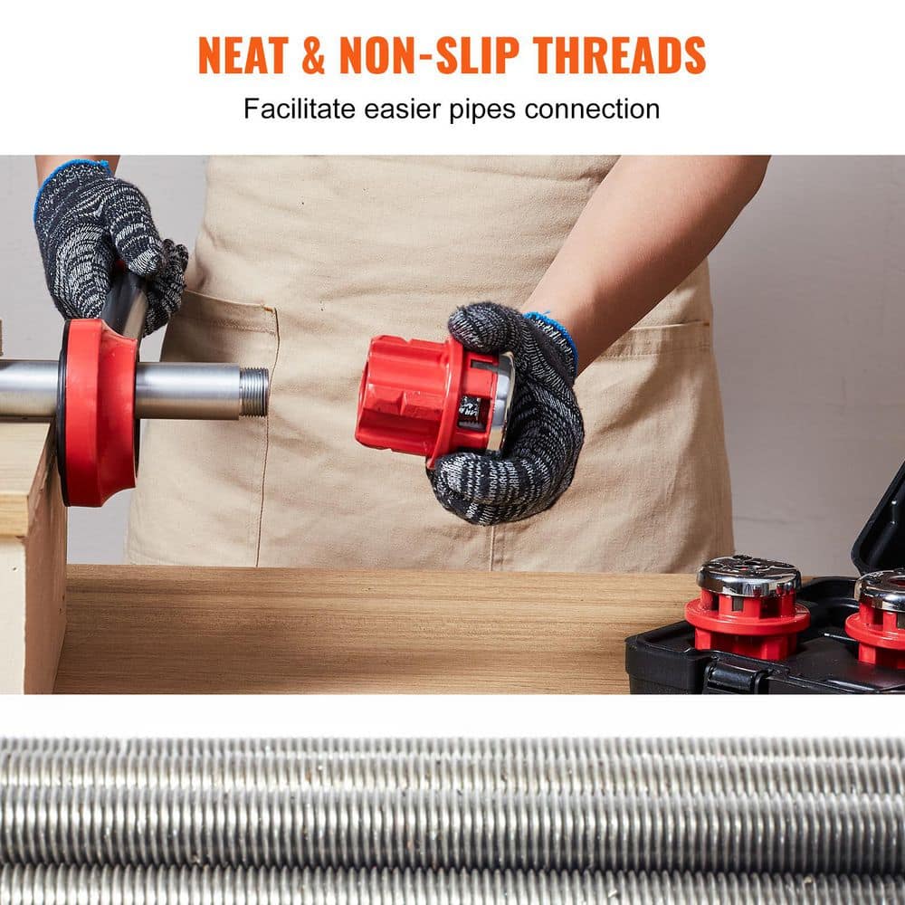 SKYSHALO Manual Ratchet Pipe Threader Kit, 1/4 in.-1-1/4 in. NPT, 6 NPT Dies, with Case, for Galvanized, Aluminum, Copper Pipes (3)