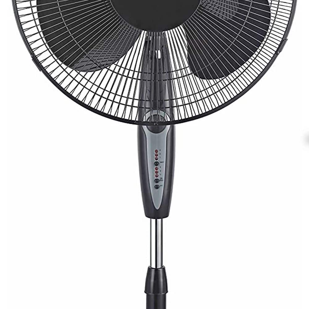 Optimus 16-in. Oscillating Stand Fan with Remote Control- Black (2)