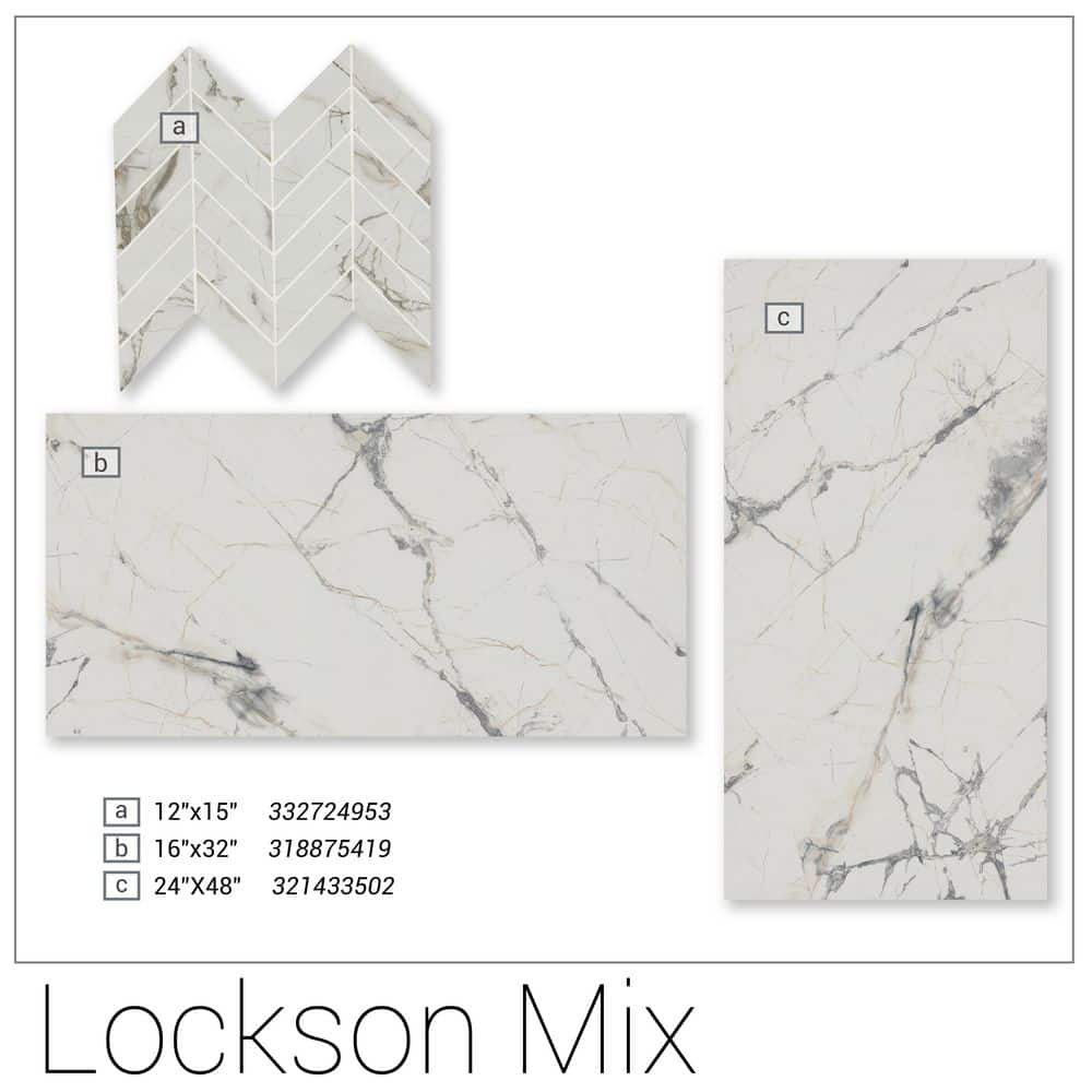 MSI Lockson Mix 16 in. x 32 in. Polished Porcelain Marble Look Floor and Wall Tile (14.2 sq. ft. /Case) (4)