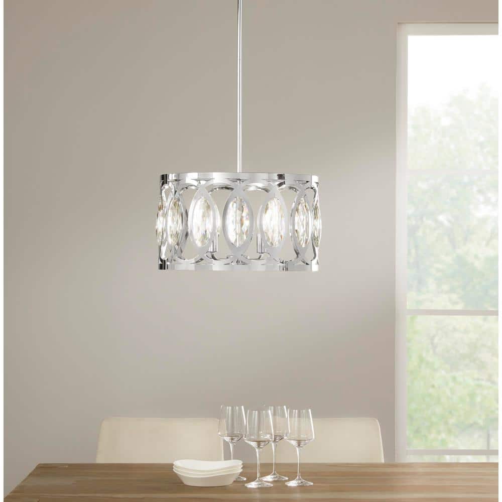 Home Decorators Collection Westchester 4-Light Polished Chrome Round Drum Pendant Light (2)