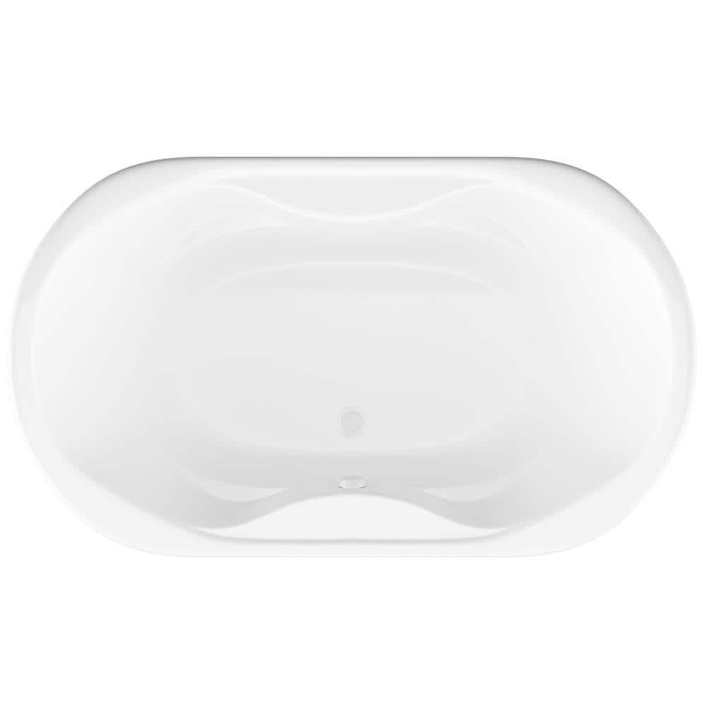 Universal Tubs Ruby Series 71 in. x 41 in. Oval Soaking Bathtub with Center Drain and Marine Grade Acrylic in Glossy Smooth White (2)