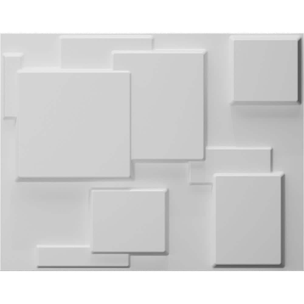 Dundee Deco Falkirk Fifer 31 in. x 25 in. Paintable Off White Geometric Squares Fiber Decorative Wall Paneling (10-Pack) (1)